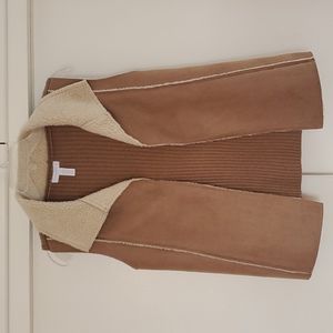 Brown Faux Fur Vest | Small | Collared| Charter Club